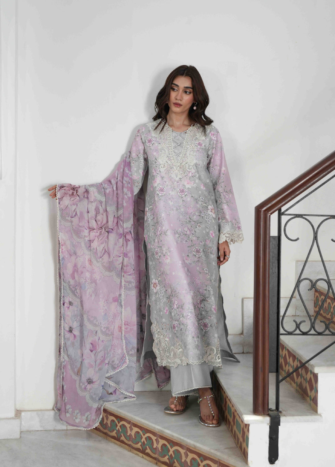 Summer Lines by Neeshay Unstitched Printed and Embroidered Lawn 3 Piece Suit NSH26ULS BLUSHMERE - Eid Collection