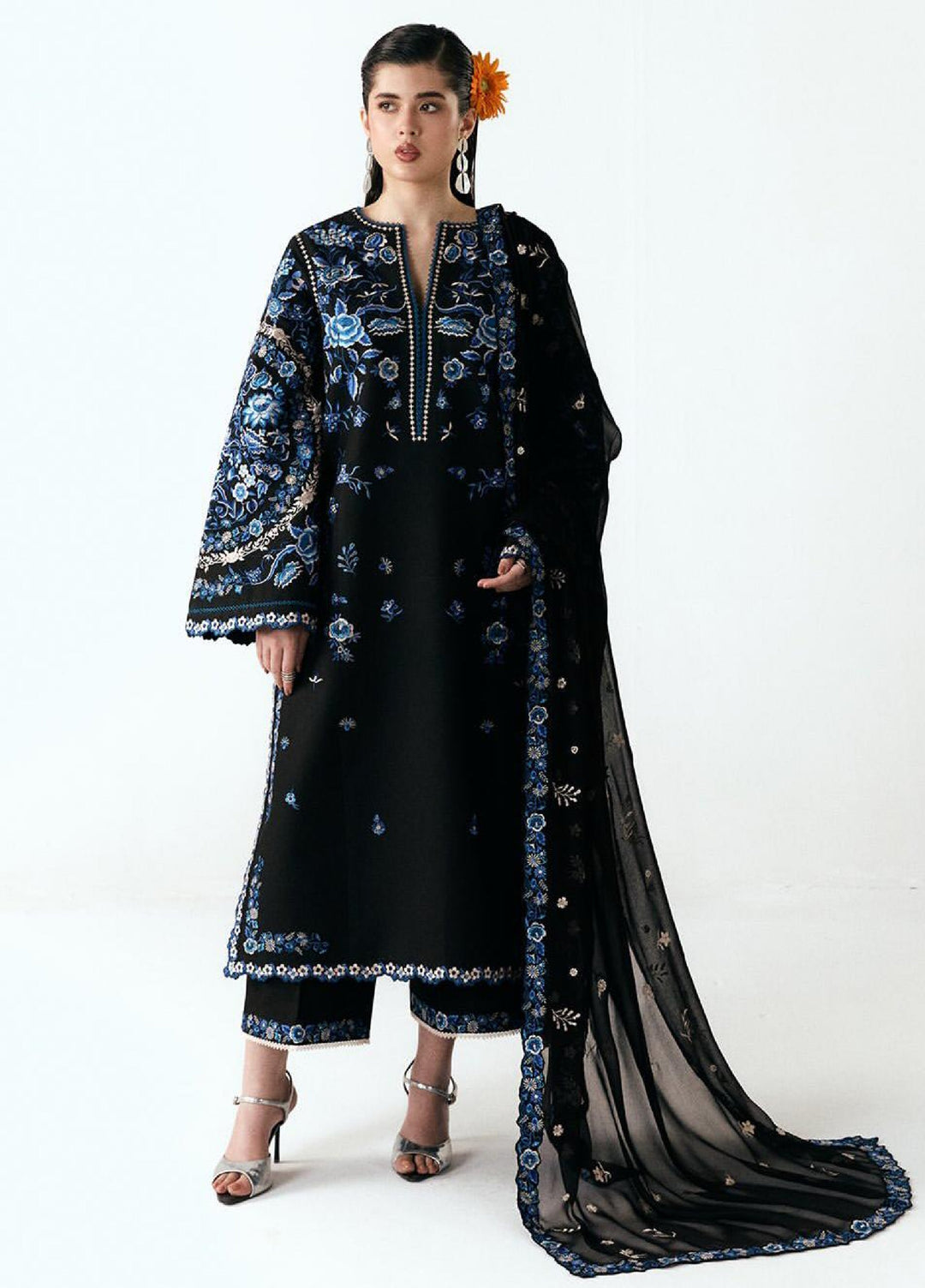 Jugnu by Hussain Rehar Unstitched Embroidered Cotton 3 Piece Suit HR26UCJ Ari JUG-LD D#1277 - Eid Collection