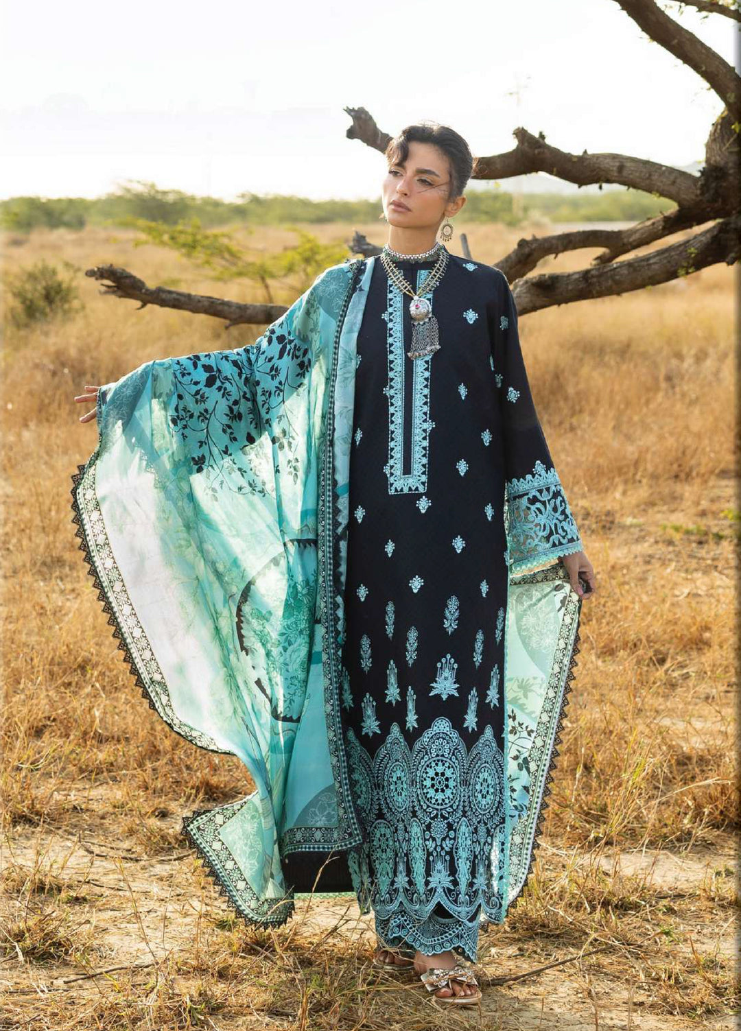 Zainab Chottani Unstitched Embroidered Luxury Lawn 3 Piece Suit ZC26ULZ D-10 SILVA - Summer Collection