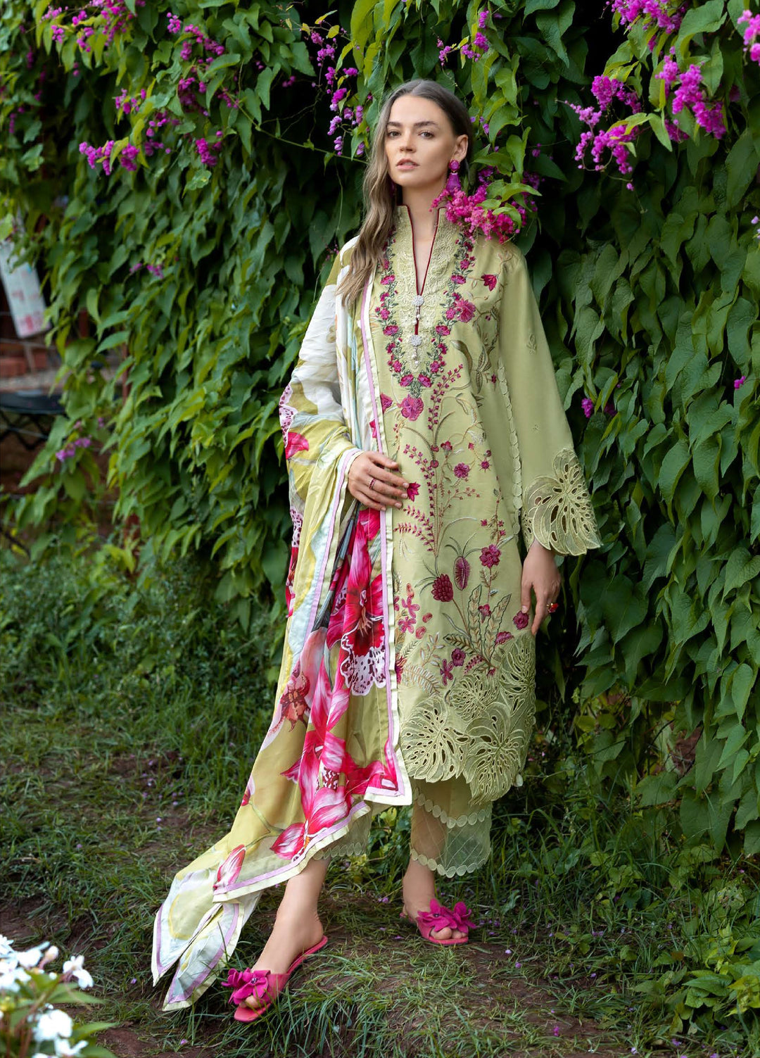 The Secret Garden by Mushq Hemline Unstitched Lawn 3 Piece Suit MU26USG D-14A Wildflower Waltz - Summer Collection