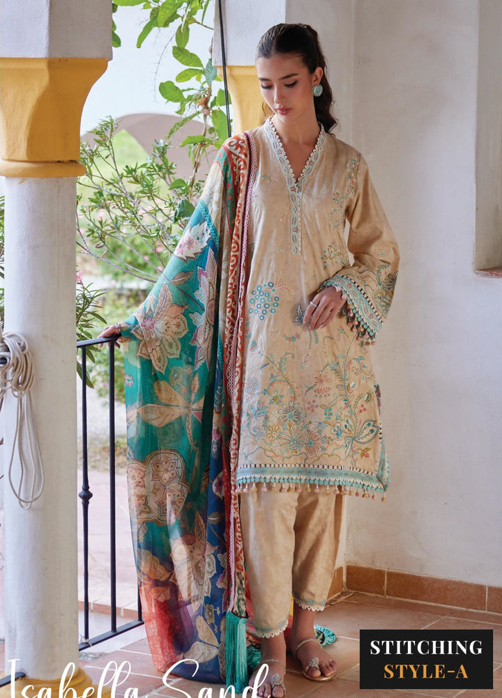 Farah Talib Aziz Unstitched Embroidered Lawn 3 Piece Suit FTA26UL FTA-12 ISABELLA SAND - Summer