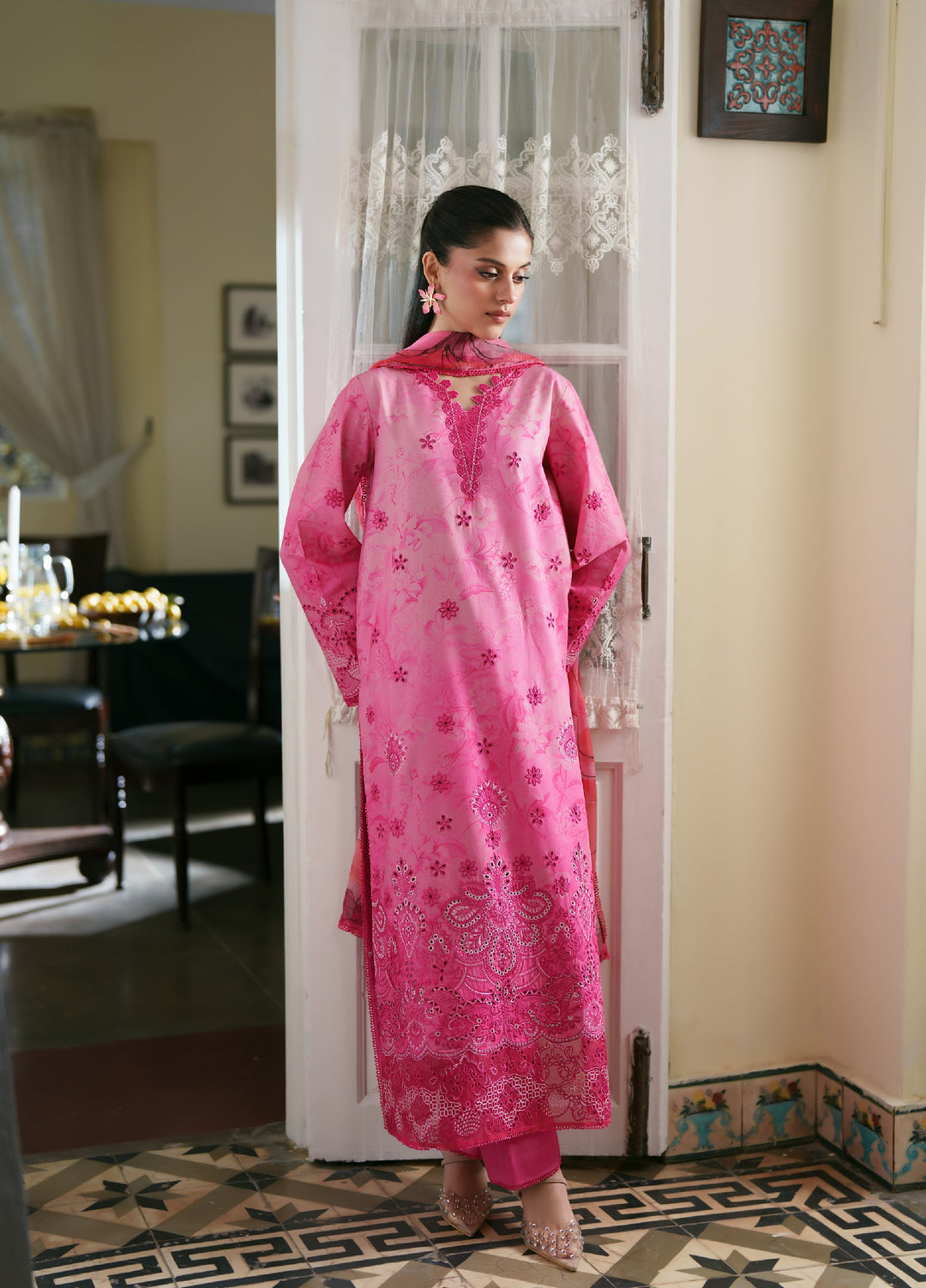 Summer Lines Printkari by Neeshay Unstitched Embroidered Lawn 3 Piece Suit NSH26SLP D-5 Rosaire - Summer Collection