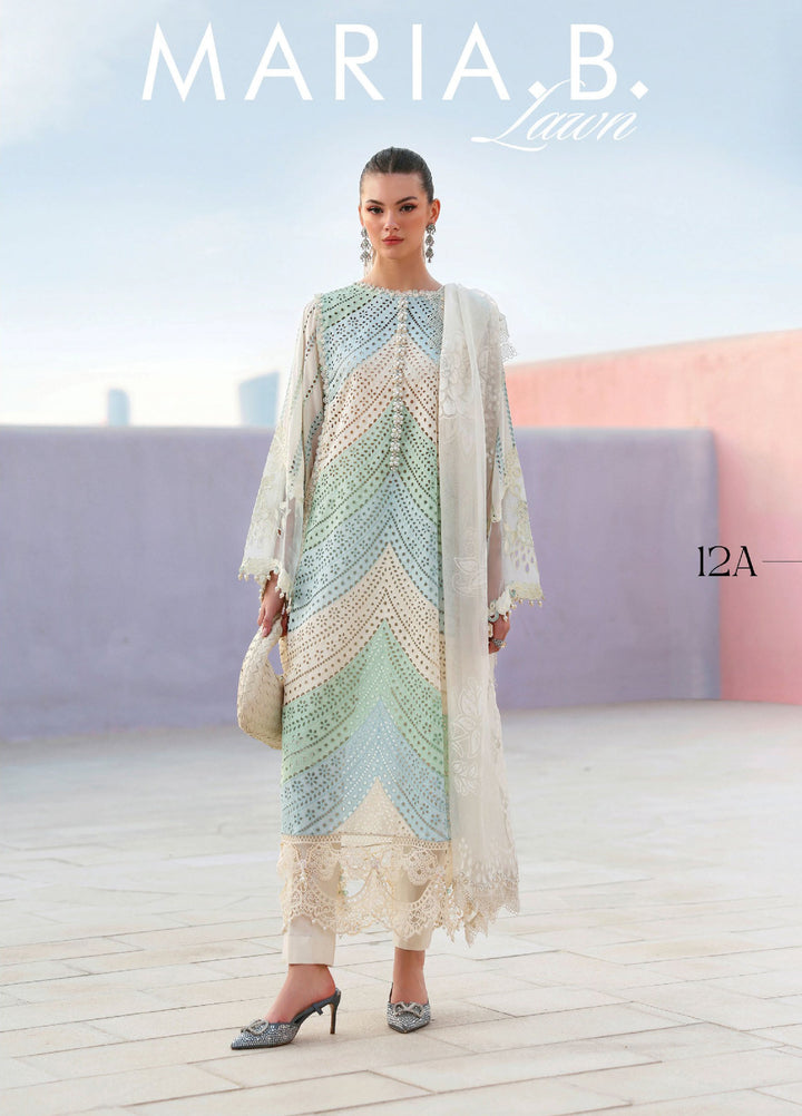 Maria B Unstitched Embroidered Luxury Lawn 3 Piece Suit MB26UEL 12A - Eid Collection