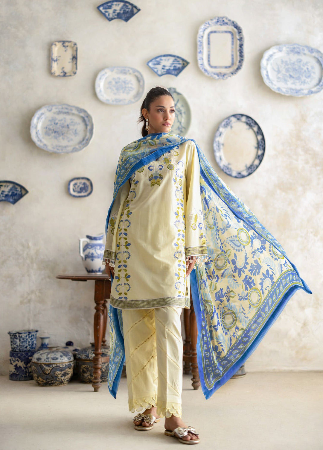 Freesia by Gul Ahmed Unstitched Embroidered Lawn 3 Piece Suit GA26UFL BM-62005 - Summer Collection