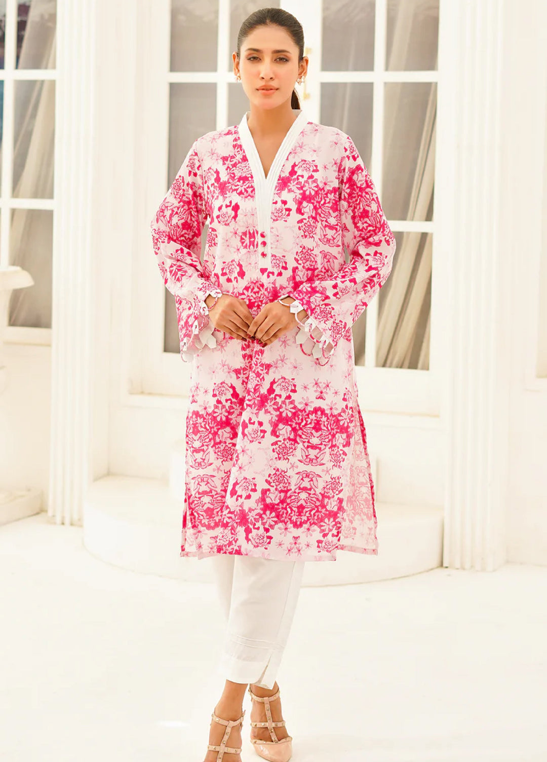 Nairah Women Pret Printed Arabic Lawn Suit NAH26PN Floral Blush - Spring Collection