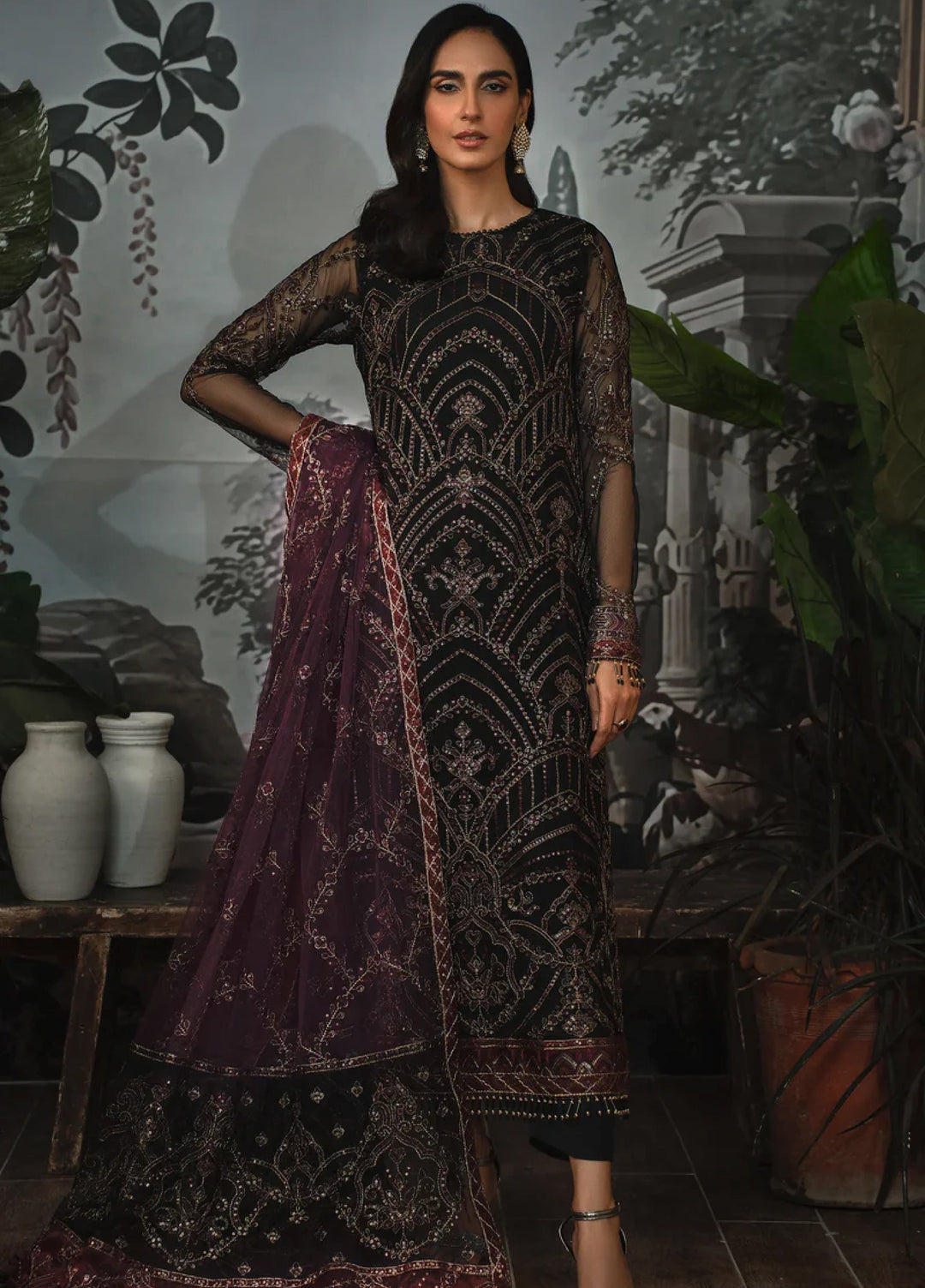 Zarif Women Unstitched Embroidered Net 3 Piece Suit ZR26UFC ZLR 04 NIGHT GLOW - Festive Collection