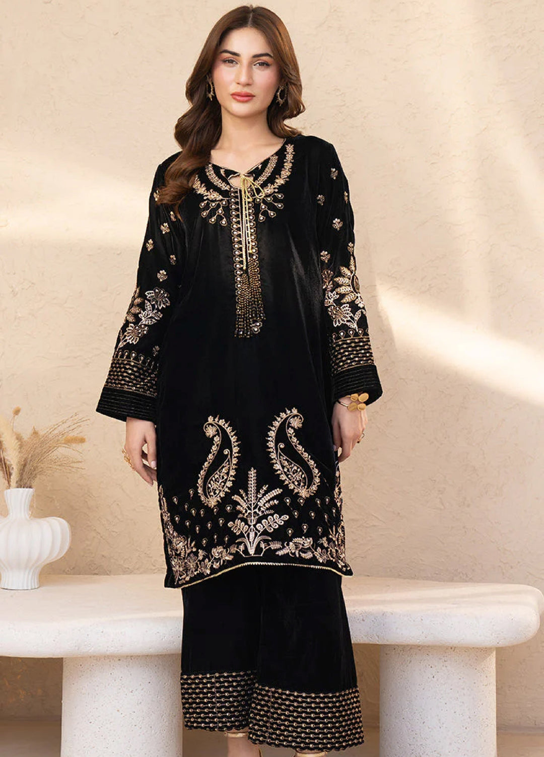 Winter Hues by Naayas Women Pret Embroidered 3 Piece Velvet Gracious - Winter Collection