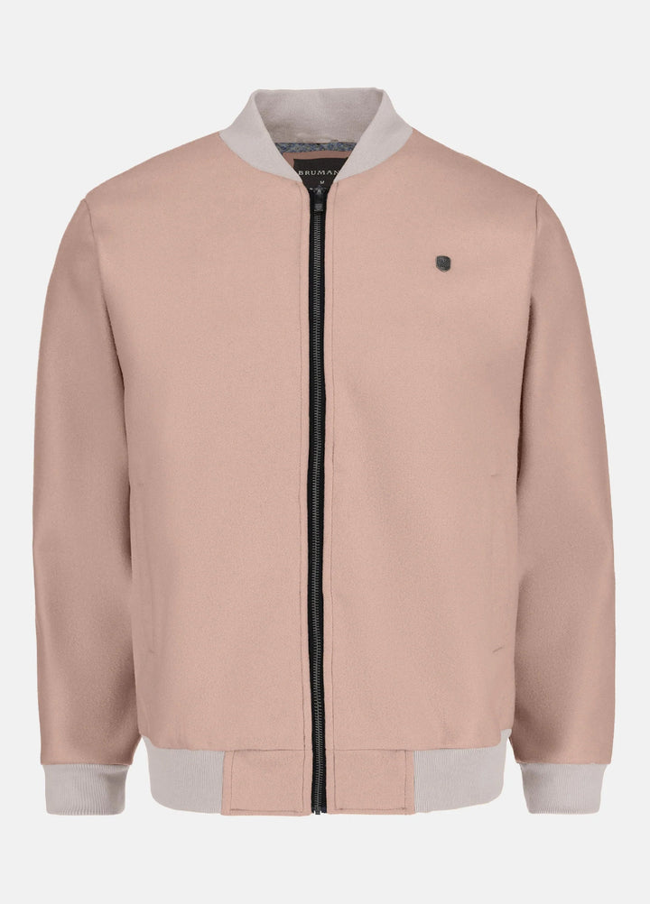 Brumano Pret Solids Polyester 1 Piece Camel Brown Wool Bomber Jacket - Limited Edition