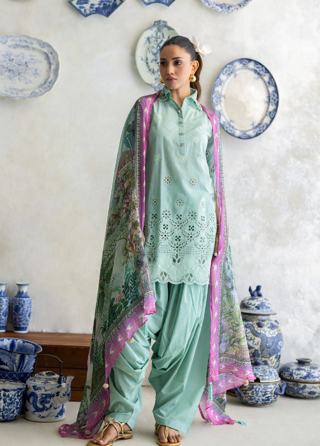 Freesia by Gul Ahmed Unstitched Embroidered Lawn 3 Piece Suit GA26UFL S-62013 - Summer Collection
