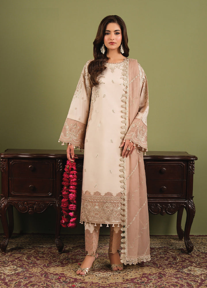 Alizeh Luxe Unstitched Raw Silk Embroidered 3 Piece Suit AFB26UL D-02 Castor - Winter Collection