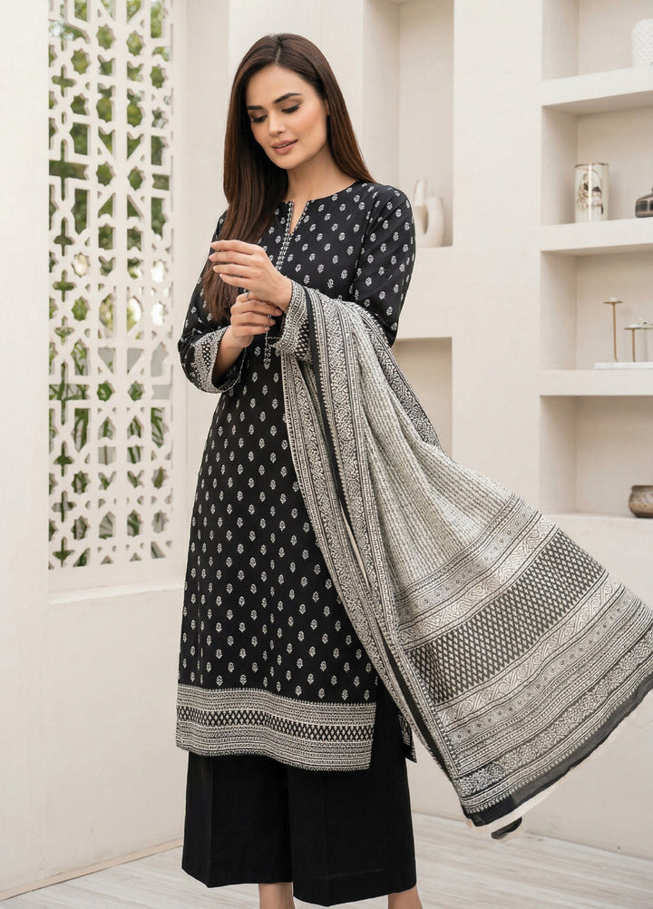 Black N White by Regalia Textiles Unstitched Printed Lawn 3 Piece Suit RG26ULBW D9 - Casual Collection