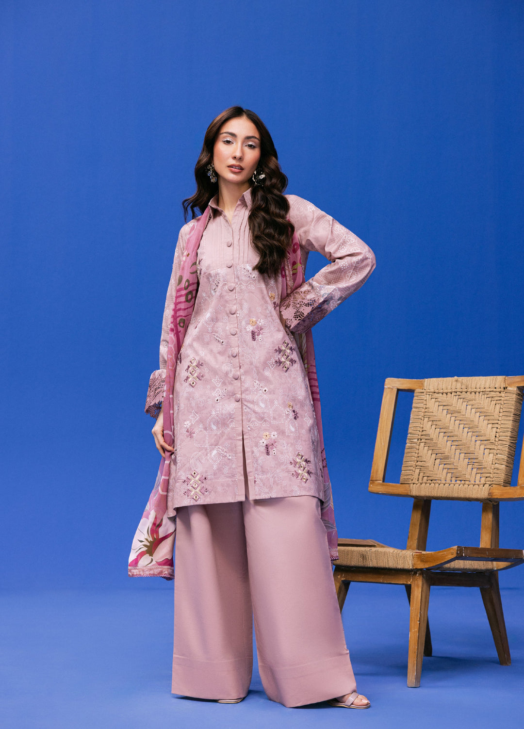 Zync by Florent Unstitched Embroidered Printkari Lawn 3 Piece Suit FL26UZP FZ-5A - Summer Collection