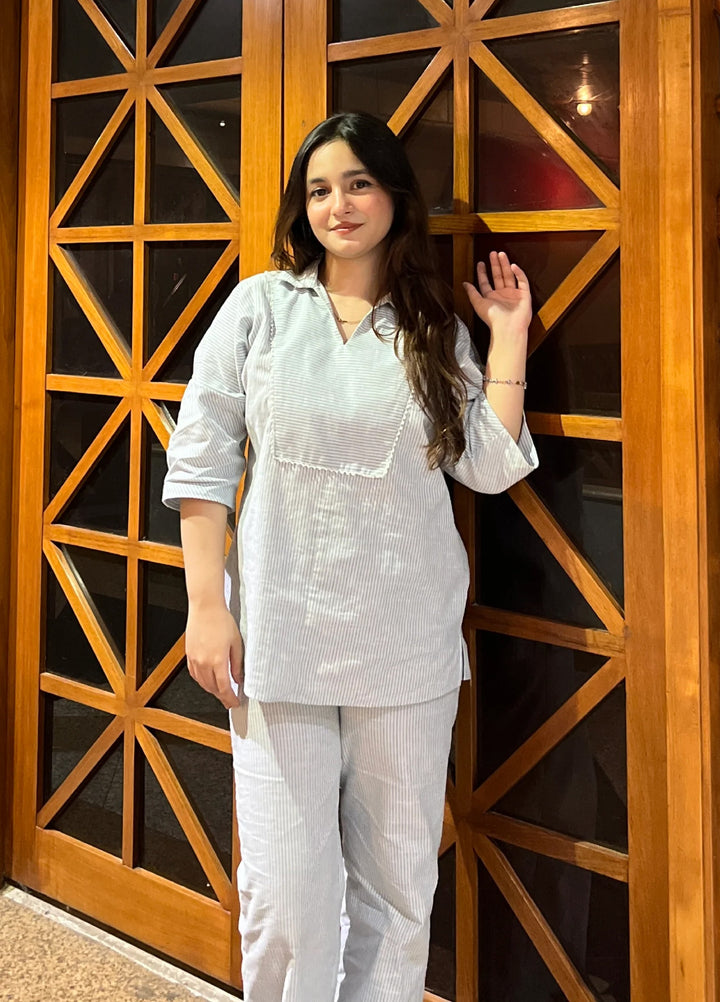 Urban Cut Pret Cotton Striped 2 Piece Co-ord with Trouser C0211 - Summer Collection