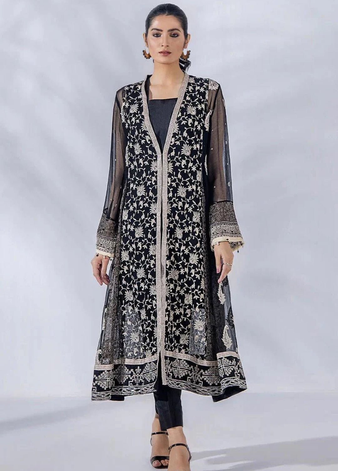 Malook By Shazia Ovais Pret Embroidered Chiffon 3 Piece Suit MLK23D Shahi