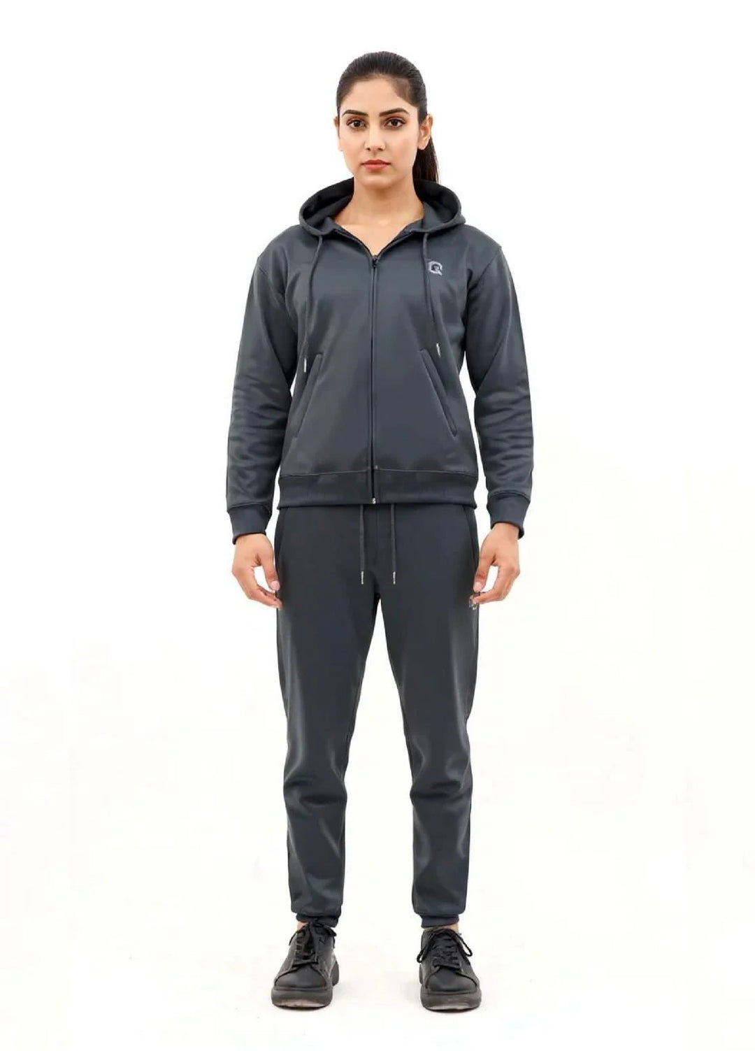 IQ Exclusive Women Winter Track Suit W-Grey Zip Hoodie Tracksuit