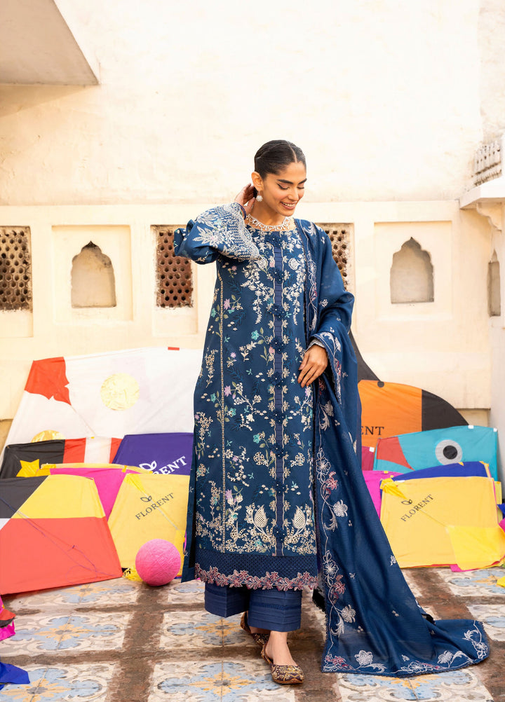 Basant Chikankari by Florent Unstitched Embroidered Luxury Lawn 3 Piece Suit FL26UBC FZ-8B - Summer Collection