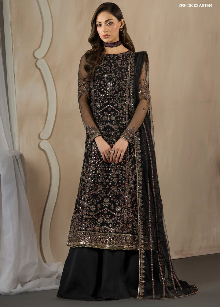 Dharkash by Zarif Unstitched Embroidered Net 3 Piece Suit ZR26UDN ZRF-DK-03 ASTER - Festive Collection