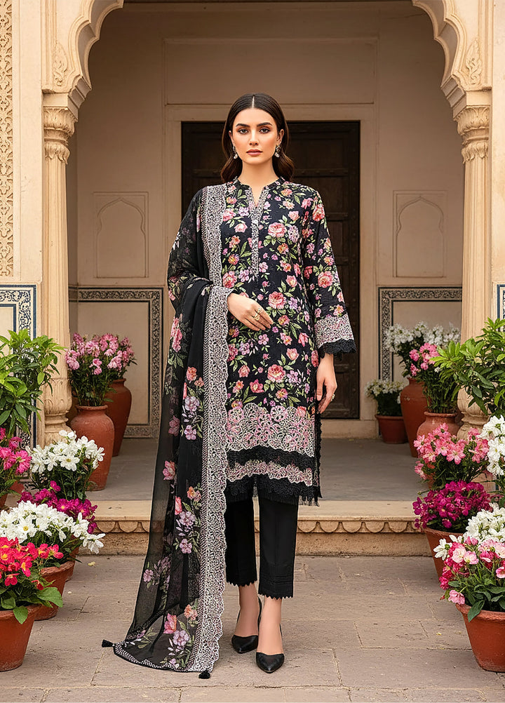 Lakhany Summer Essentials Embroidered Unstitched Lawn 3 Piece Suit LSM26USE LG-RK-0098 - Ramadan Collection