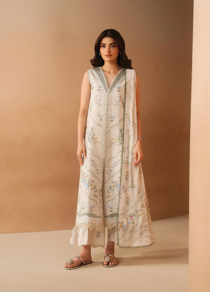 Haze A Prints by Afrozeh Unstitched Embroidered Lawn 3 Piece Suit AF26UAP FWU-106 Luem Ivory - Summer Collection