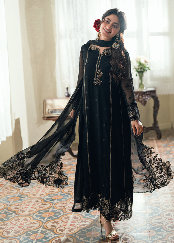 Eid Ensembles by Azure Unstitched Embroidered Chiffon 3 Piece Suit AZ26UEE ES-133 Nightangle - Eid Collection