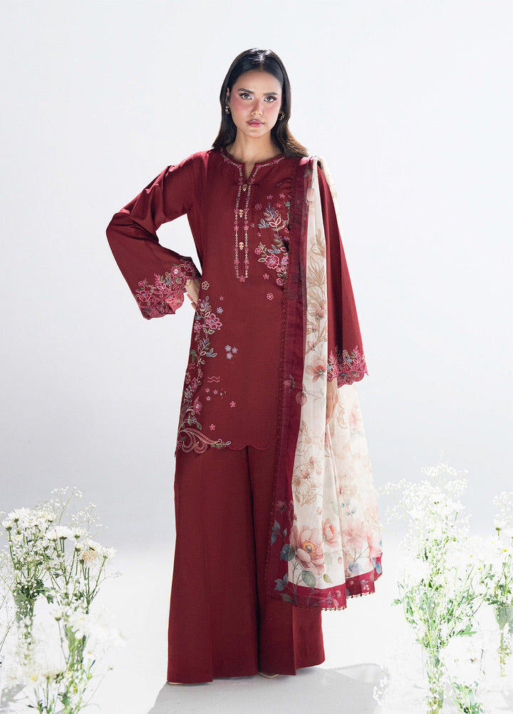 Blush N Bliss by Sahane Women RTW Embroidered Dobby Lawn 3 Piece Suit Mulberry LP63003 Casual Collection
