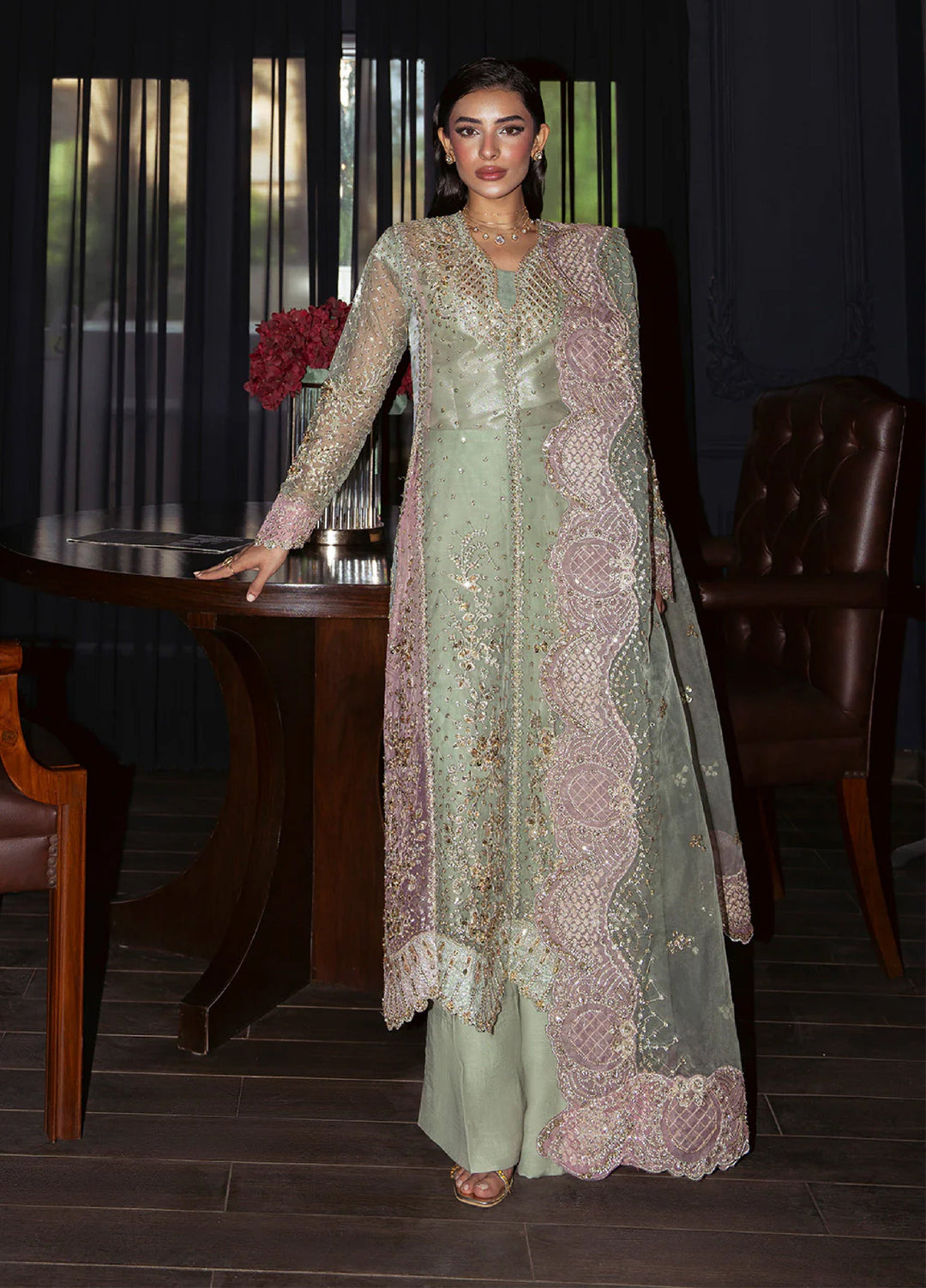 Pari Naaz by Neeshay Embroidered Net Suits Unstitched 3 Piece NSH25PW Meerab - Formals Collection