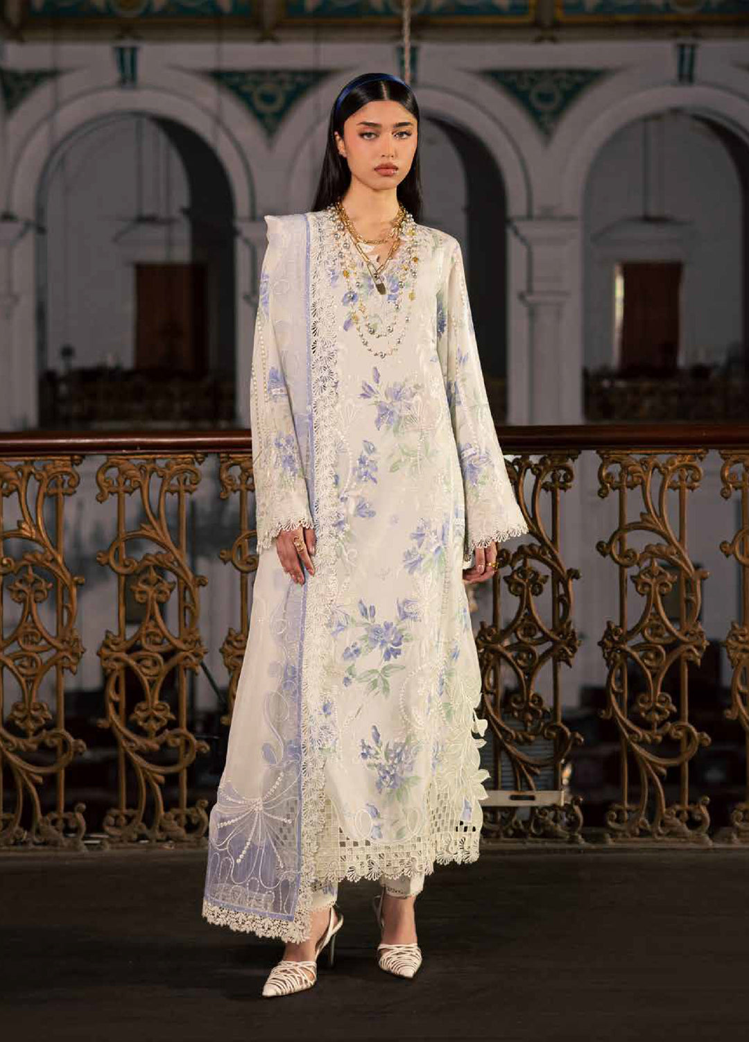 Maya by Nureh Unstitched Embroidered Luxury Lawn 3 Piece Suit NU26ULM NS-166 - Summer Collection