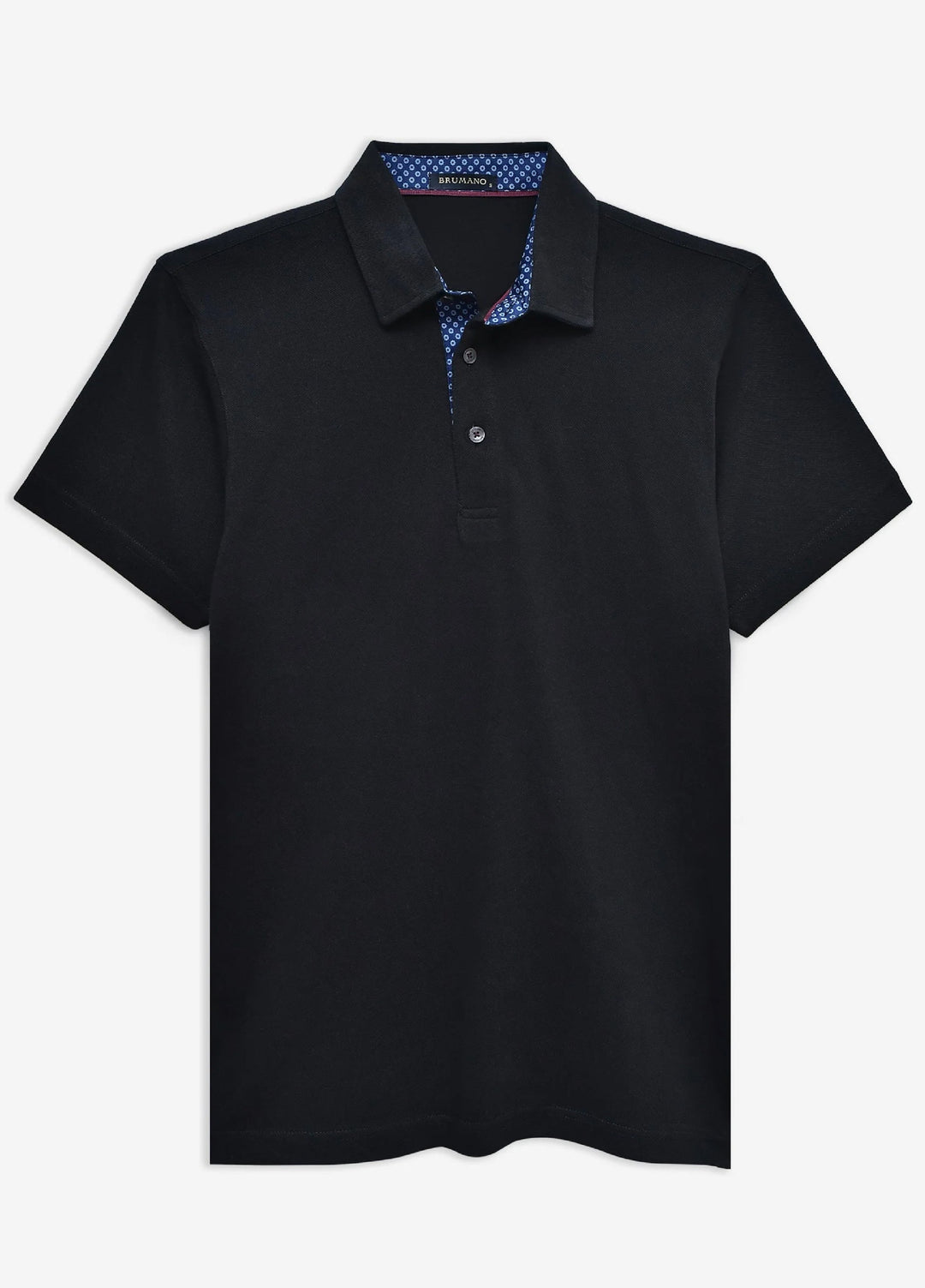 Brumano  Solids Cotton Polo Black Self Collar Polo With Contrasting Detailing