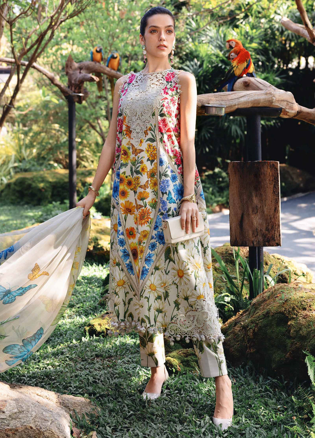 M Prints by Maria B Unstitched Printed Lawn 3 Piece Suit MB26UMP D-10 A - Summer Collection