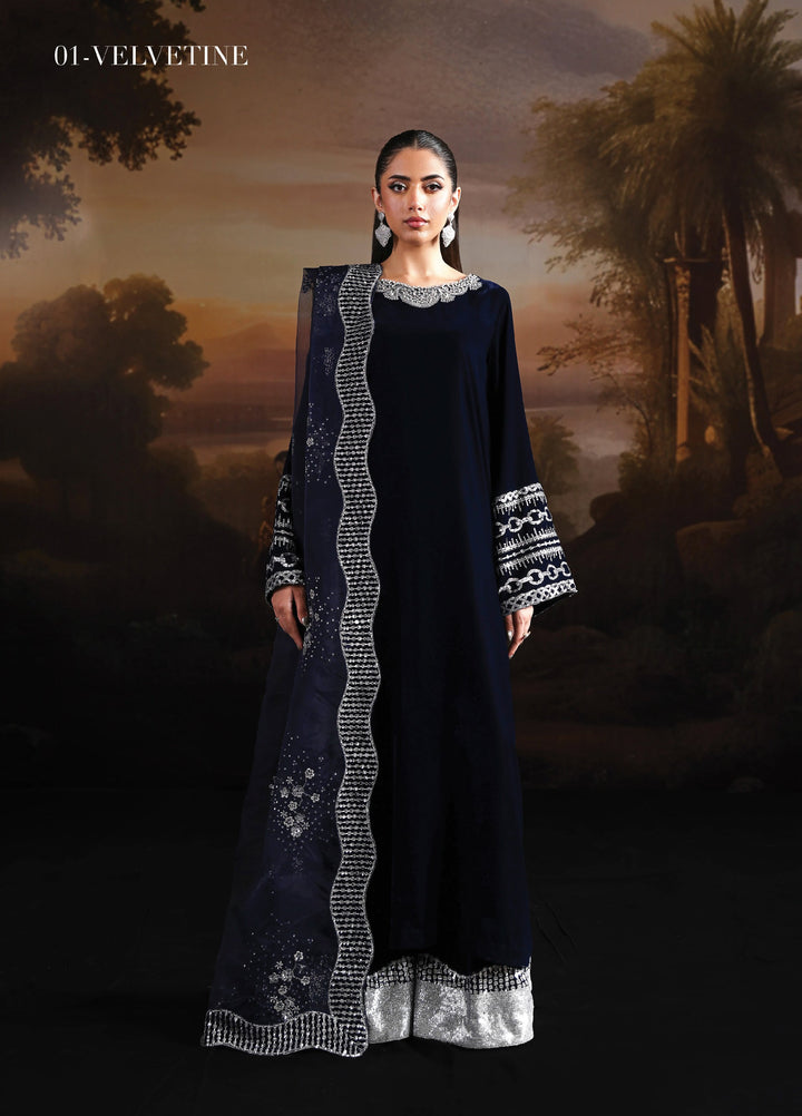 Lamour by Alizeh Fashion Unstitched Velvet Embroidered Suits 3 Piece AFB25LV D-01 Velvetine - Festive Collection