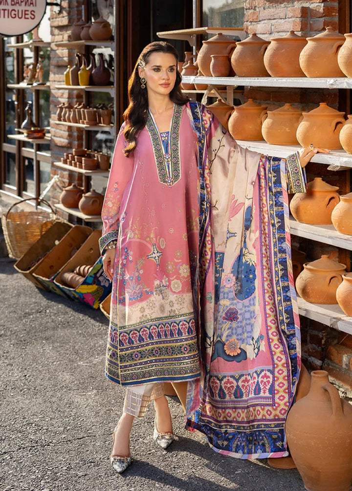 Mushq Hemline Echoes Of Serneity Unstitched Festive Raw Silk Printed 3 Piece MQ25ES D-06 Meridian Bloom - Festive Collection