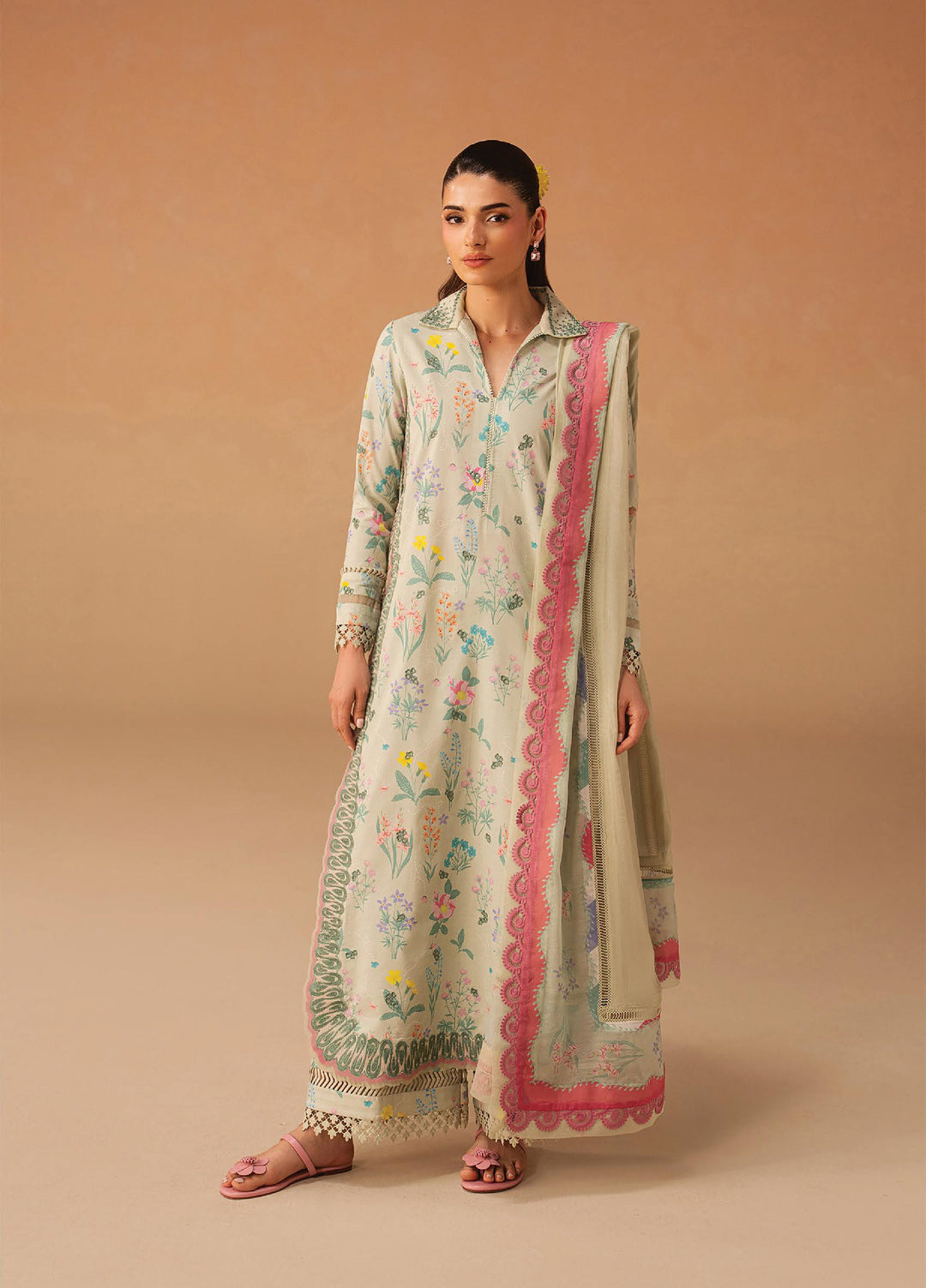 Haze A Prints by Afrozeh Unstitched Embroidered  Lawn 3 Piece Suit AF26UAP Sunlaced Green FWU-111 - Summer Collection