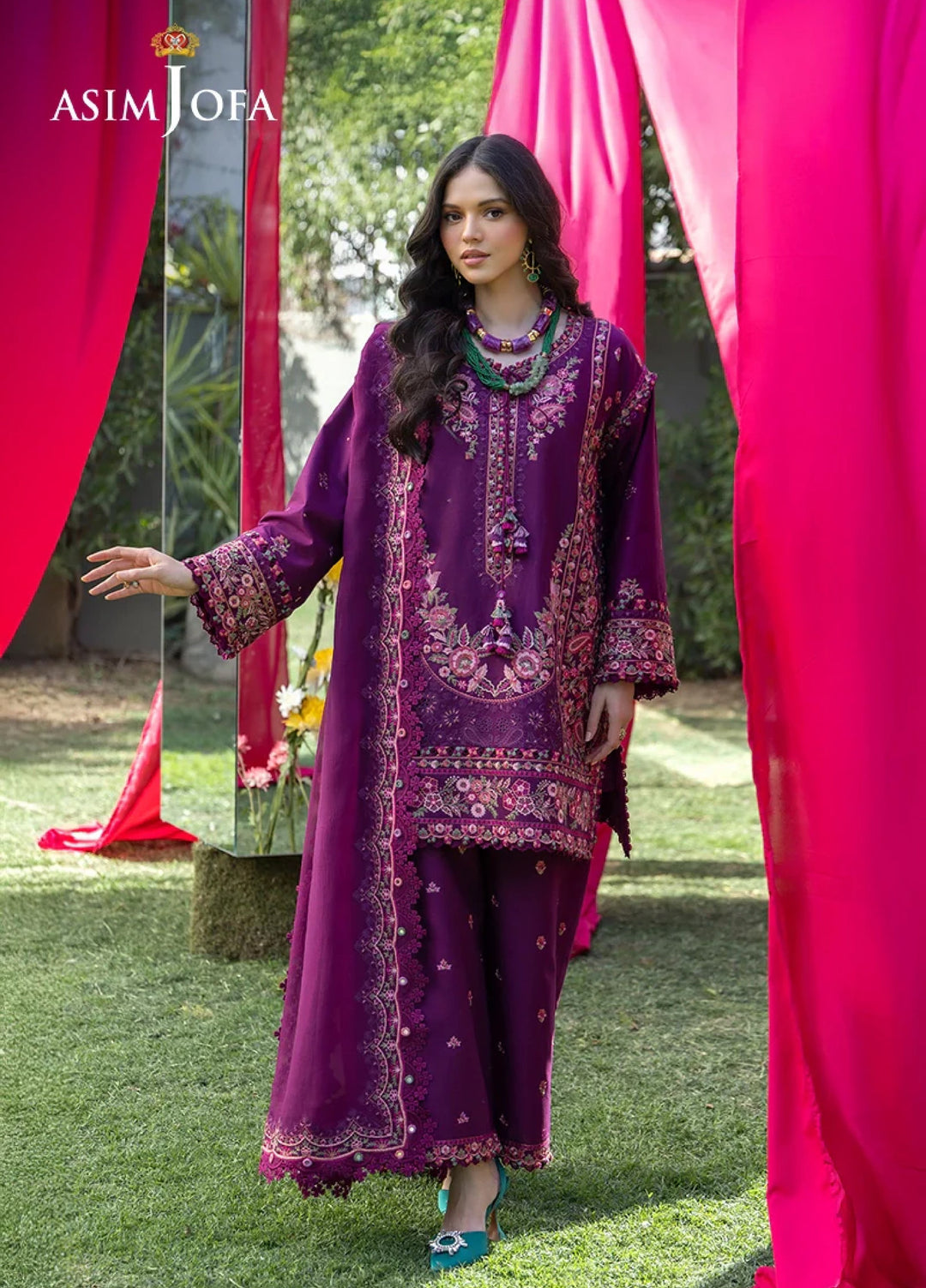 Asim Jofa Unstitched Embroidered Luxury Lawn 3 Piece Suit AJ26ULL AJULW-07 - Festive Collection
