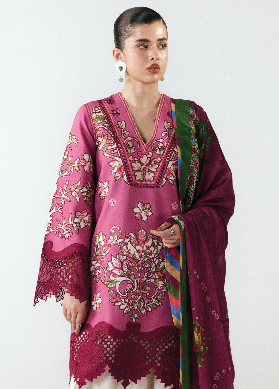 Jugnu by Hussain Rehar Unstitched Embroidered Cotton 3 Piece Suit HR26UCJ Yawi JUG-LD D#1282 - Eid Collection