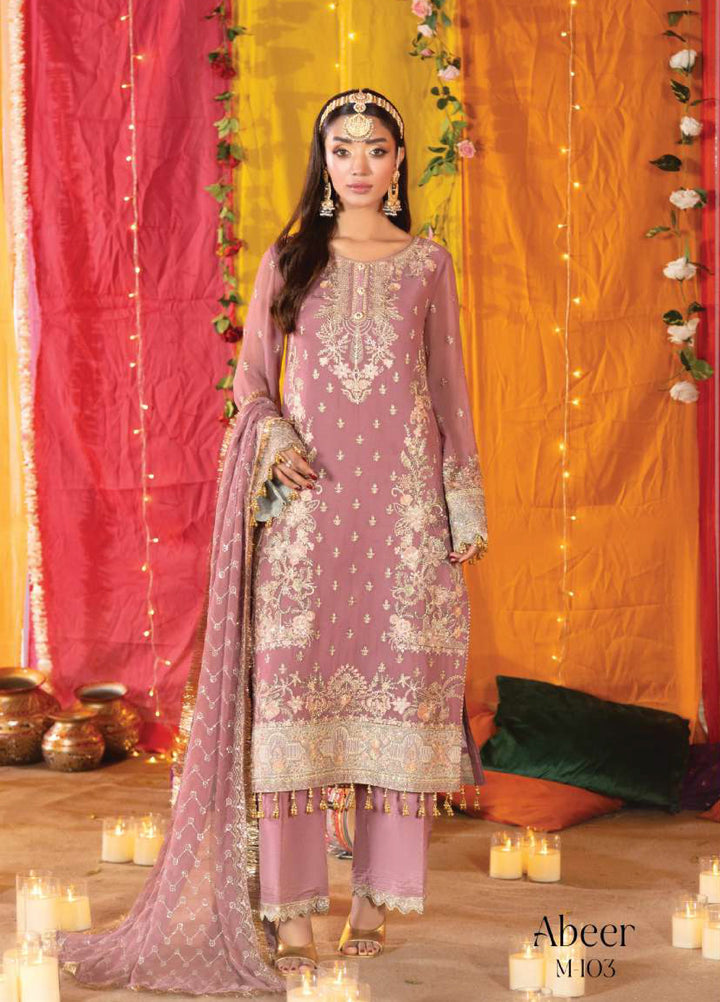 Shagun by Imrozia Premium Women 3 Piece Chiffon Suit M-103 Abeer - Festive Collection
