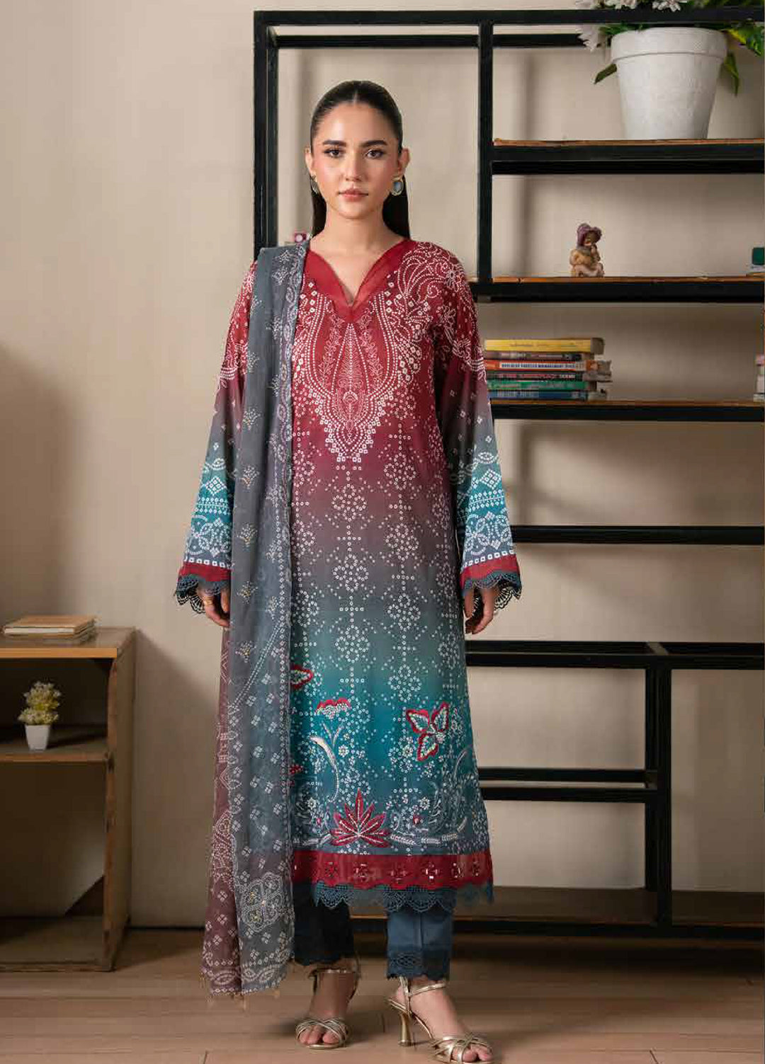 Chunri by Daria Unstitched Embroidered Lawn 3 Piece Suit DC26UCL DA-108 - Casual Collection