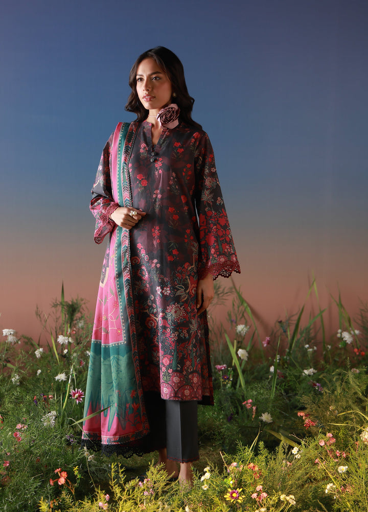 Mirha by Sahar Unstitched Printed Lawn 3 Piece Suit SS1-26-09  Noir Roseraie - Summer Collection