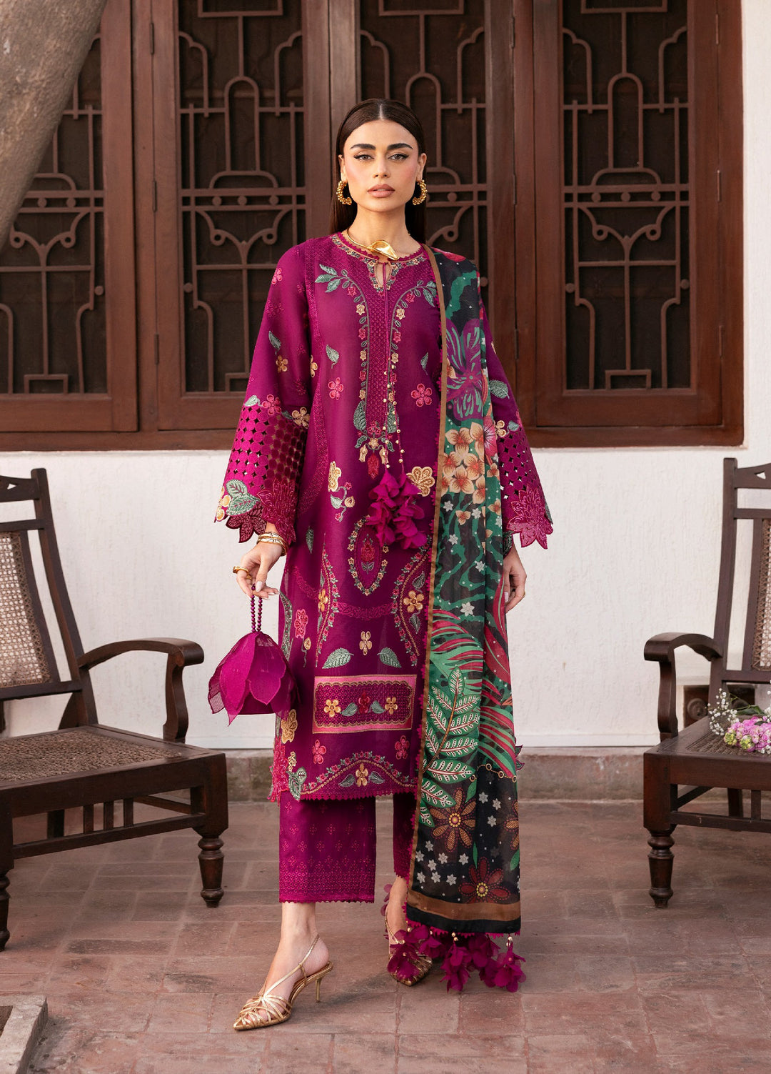 Shahkaar by Jazmin Unstitched Embroidered Lawn 3 Piece Suit JZ26USE SL26-D01 - Eid Collection