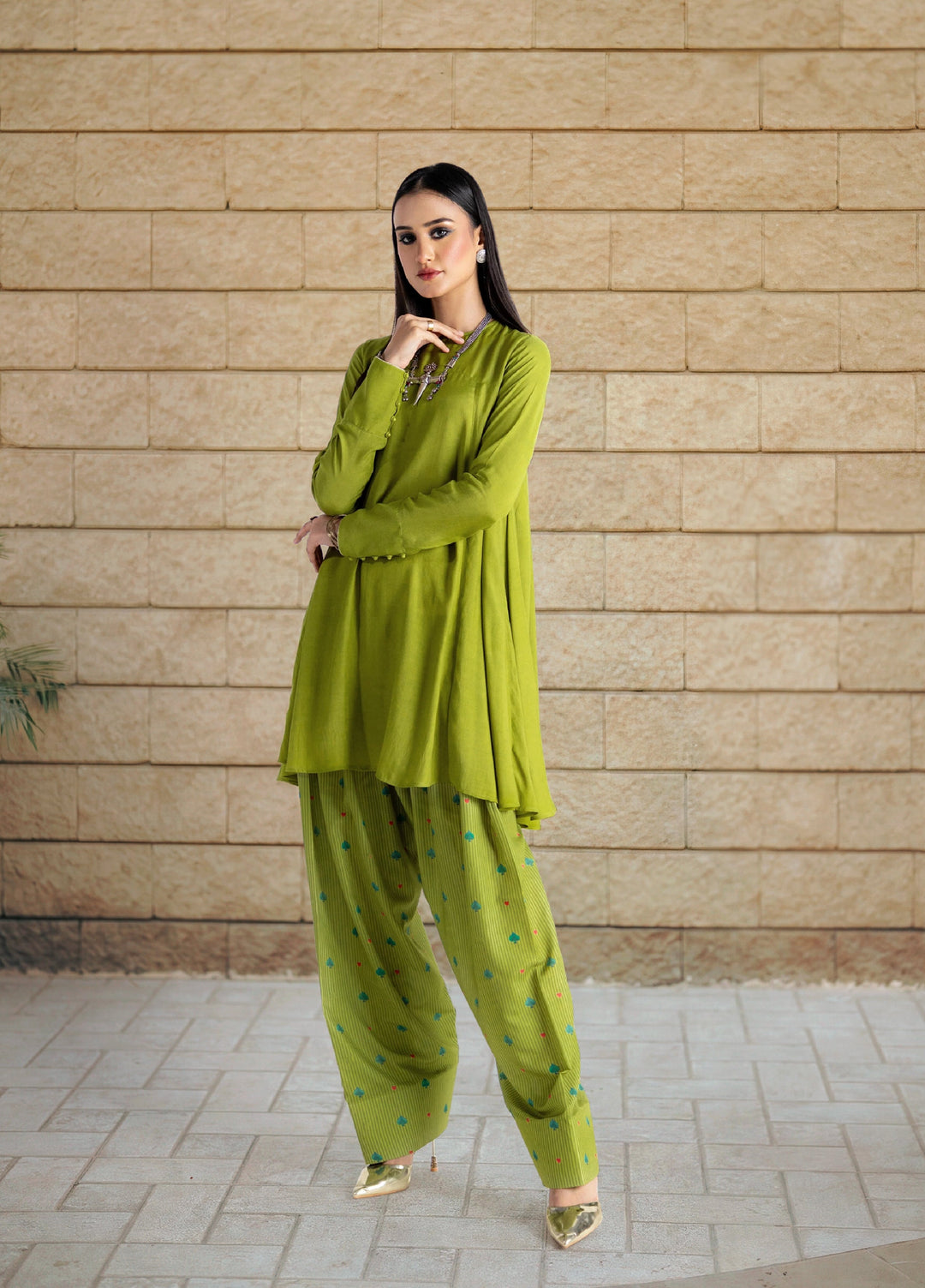 Dareecha by Daak RTW Printed Cotton Silk 2 Piece Suit SPS-G SABZ PAAN SPS-G - Festive Collection