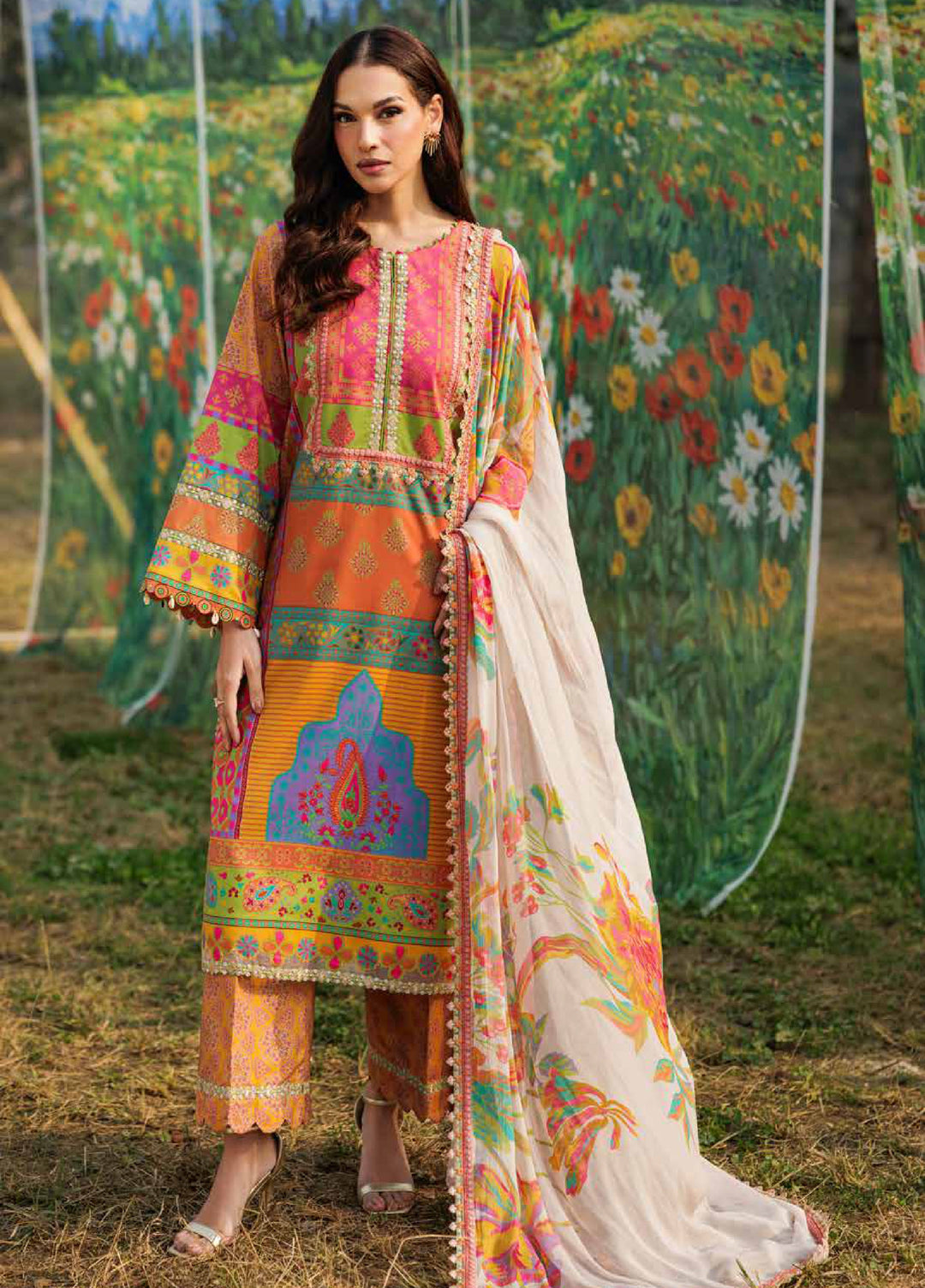 Combination by Charizma Unstitched Embroidered Lawn 3 Piece Suit CHR26UCL CC6-12 - Summer Collection