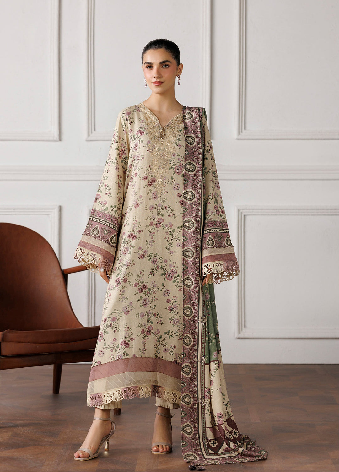 Kaya by Daria Unstitched Embroidered Karandi 3 Piece Suit DN26UKK DA-124 - Casual Collection
