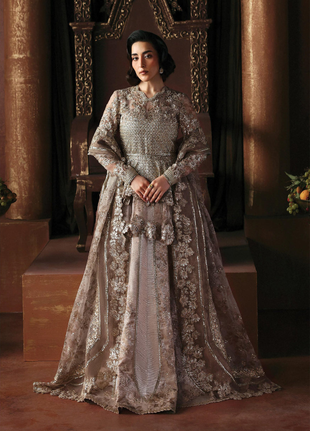 La Fuchsia by Afrozeh Unstitched Hand work Organza 3 Piece Suit AF26ULF Priestess FWU-0075 - Wedding Collection