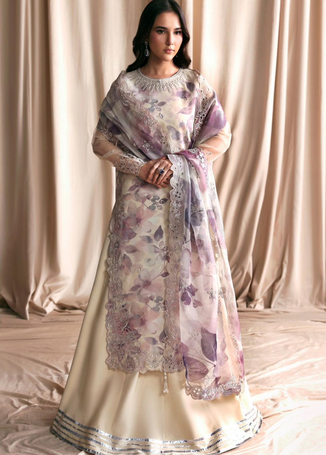 Sirayya by Zarif Unstitched Embroidered Organza 3 Piece Suit ZR26US GAJRA 07 - Wedding Collection