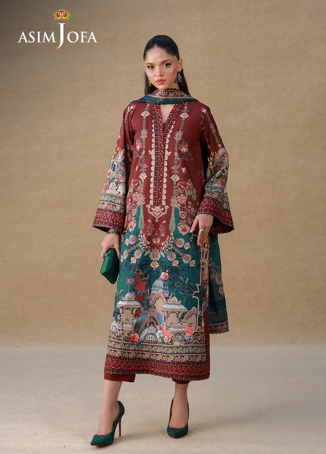 Asim Jofa Unstitched Printed Silk 3 Piece Suit AJ26UPS AJULSC-07 - Casual Collection
