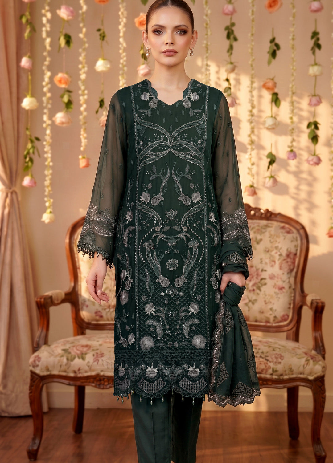 Anaya Noor by Zebtan Unstitched Embroidered Chiffon 3 Piece Suit ZB26UAC AN 06 - Festive Collection