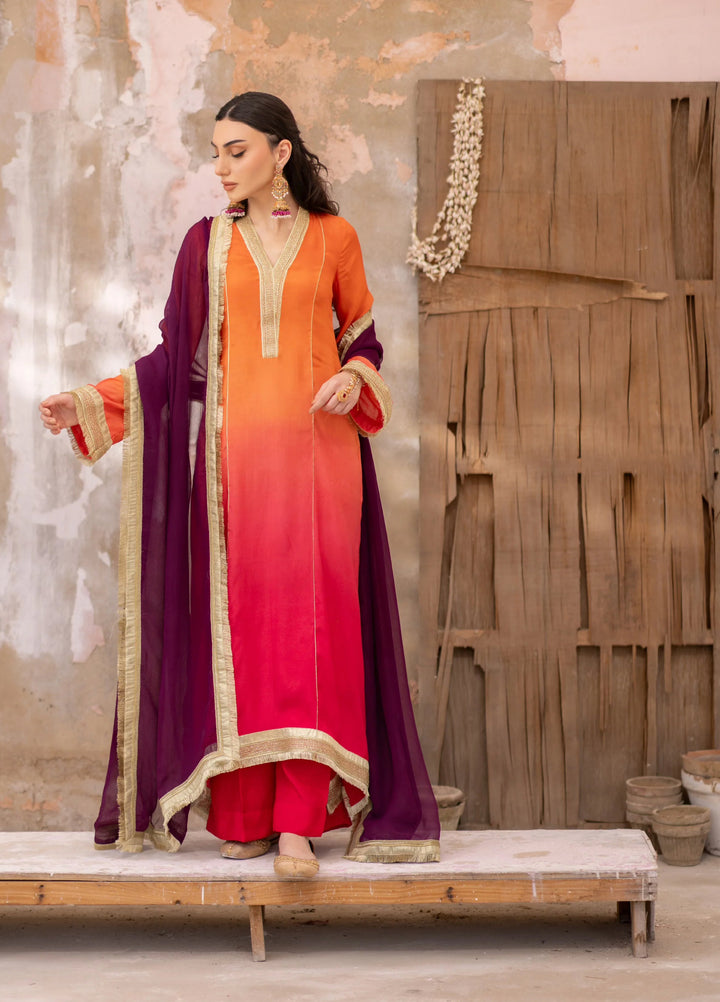Dareecha by Daak RTW Printed Cotton Silk 3 Piece Suit MKS-O MANIZEH MKS-O - Festive Collection