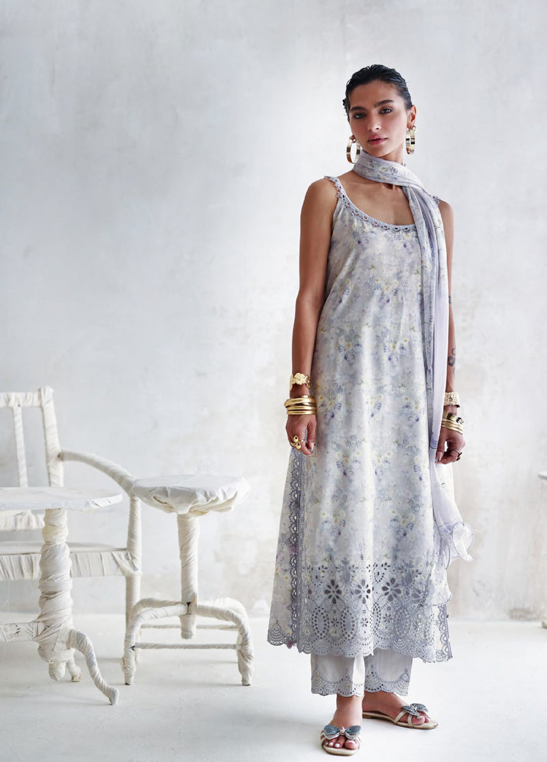 The Luxe by Gul Ahmed Unstitched Embroidered Lawn 3 Piece Suit GA26ULL Bluebell Grace BM 62062 - Casual Collection