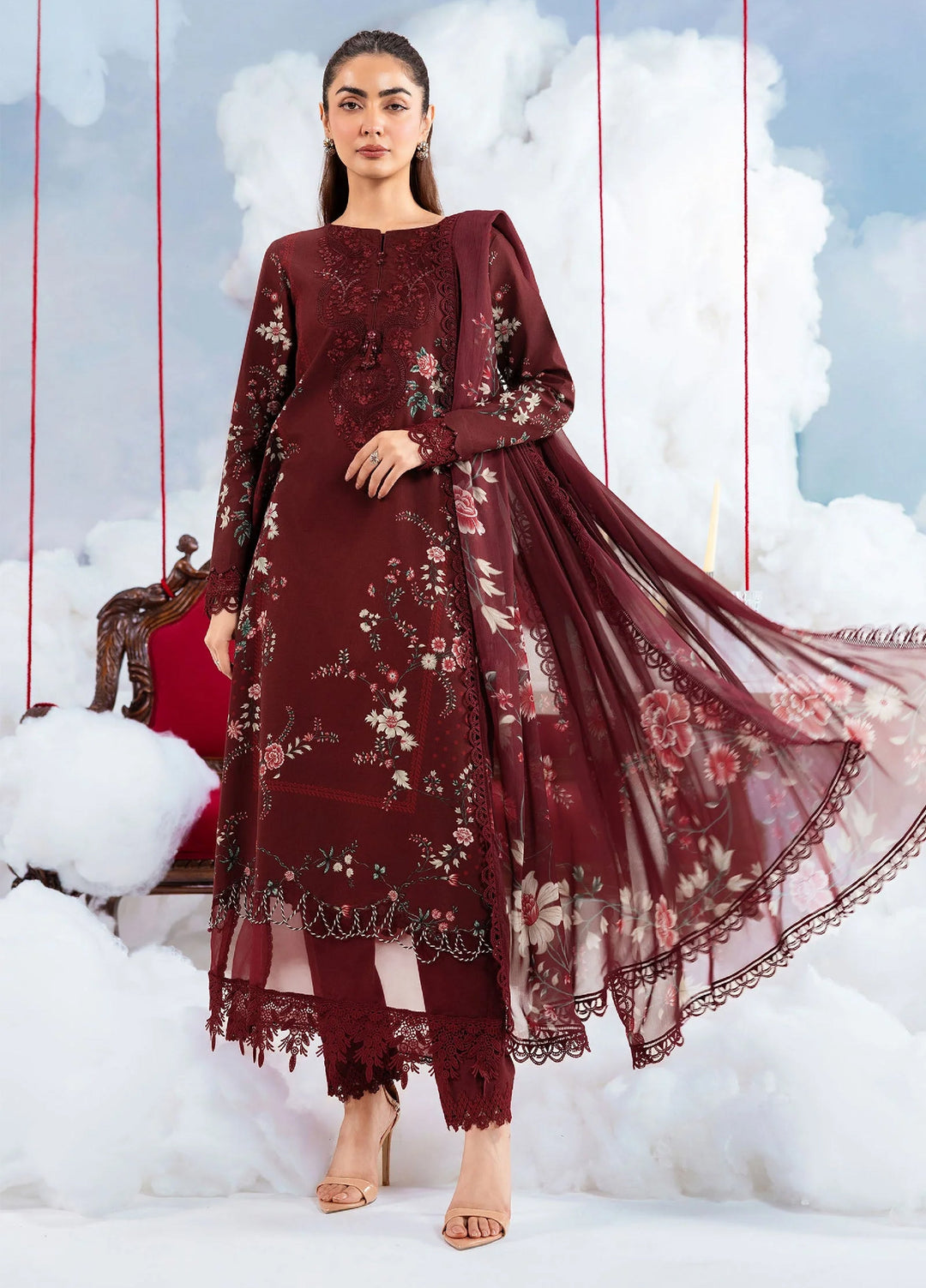 M Basics by Maria B Unstitched Embroidered Lawn 3 Piece Suit MB26SSEL MB-CUSV14-07A - Eid Collection