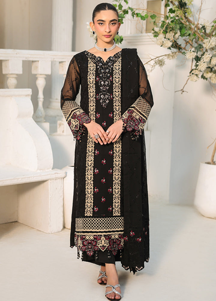 Lamhay by Shamooz Unstitched Embroidered Chiffon 3 Piece Suit SHM26UL Siyah - Festive Collection