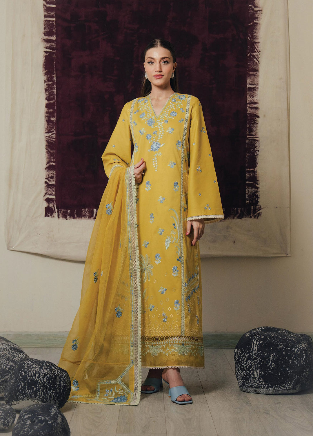 Daybreak by Afrozeh Unstitched Printkari Embroidered Lawn 3 Piece Suit AF26UDB D-10 SUNHAZE - Summer Collection